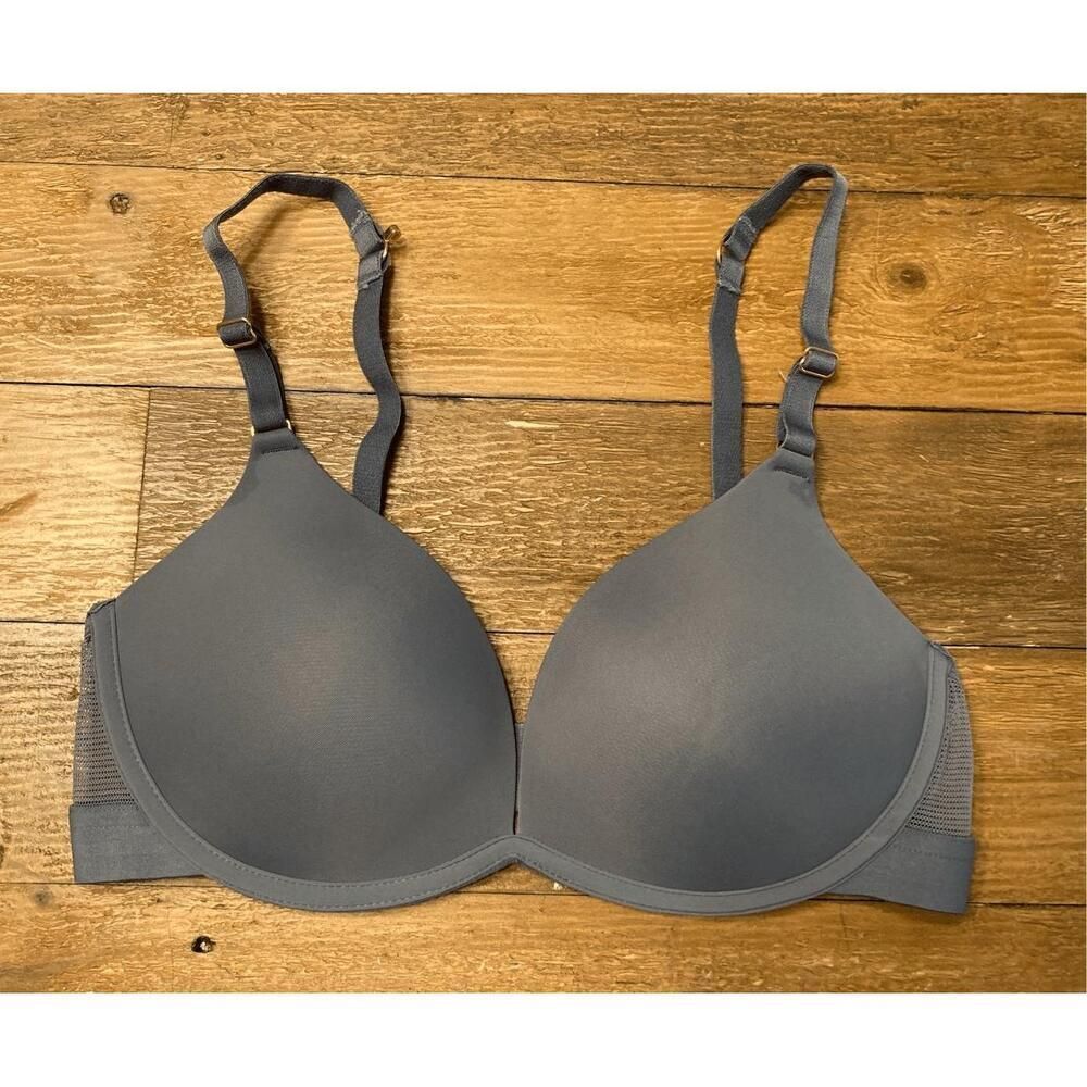 LIVELY 32D The Deep V No-Wire Push-Up Bra grey